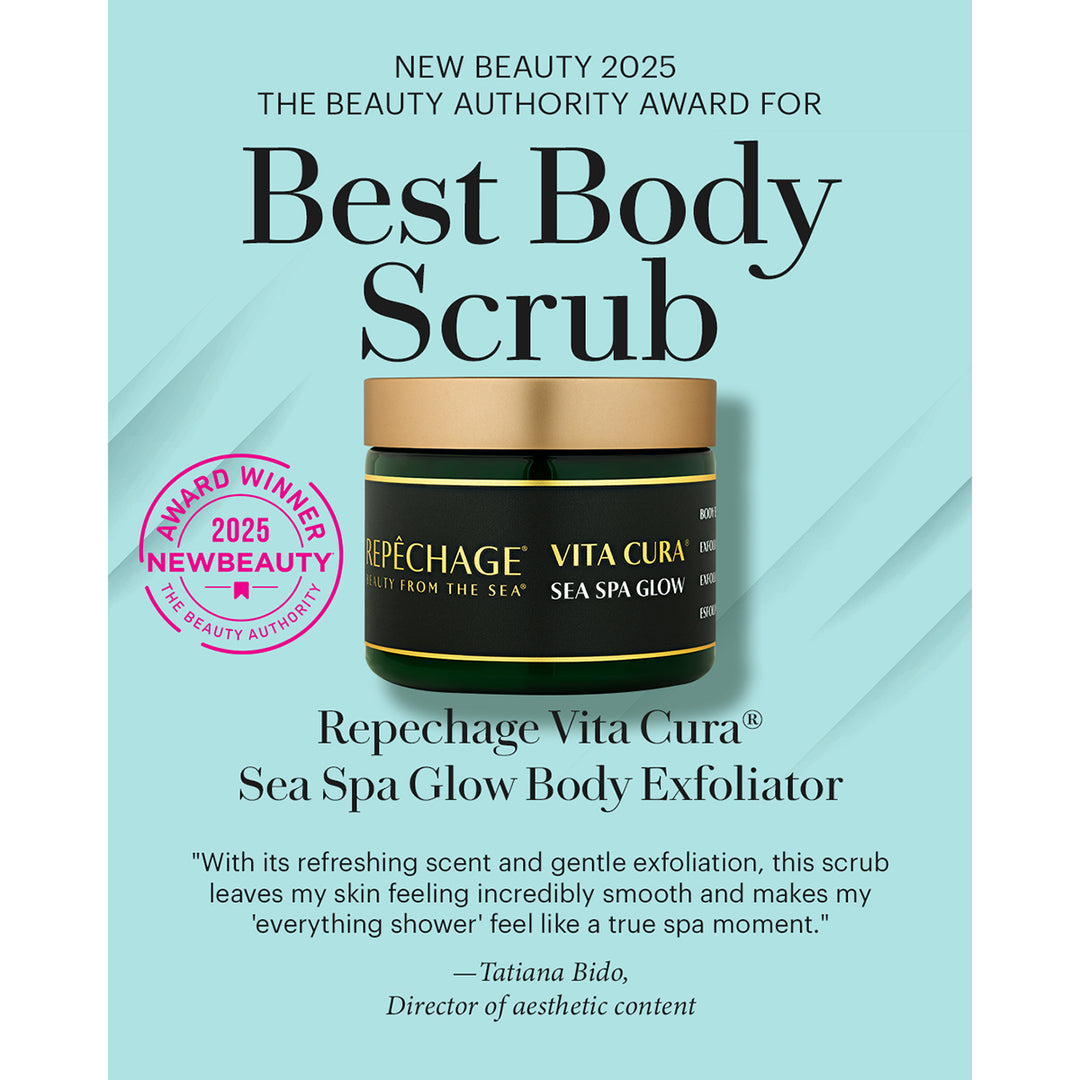 New Beauty 2025 Award for Best Body Scrub - VC Sea Spa Glow shelf talker