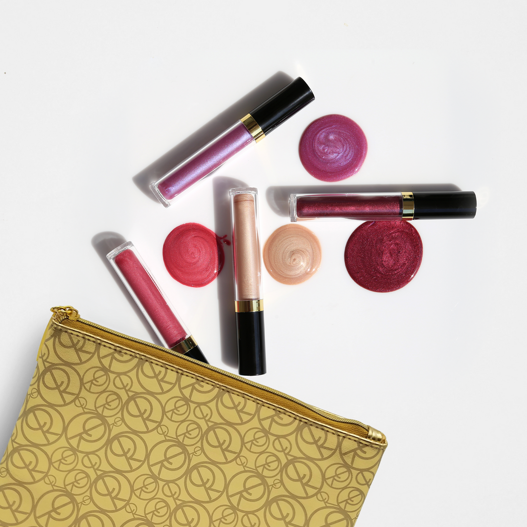 Four Perfect Skin Conditioning Lip Glosses with cosmetic bag