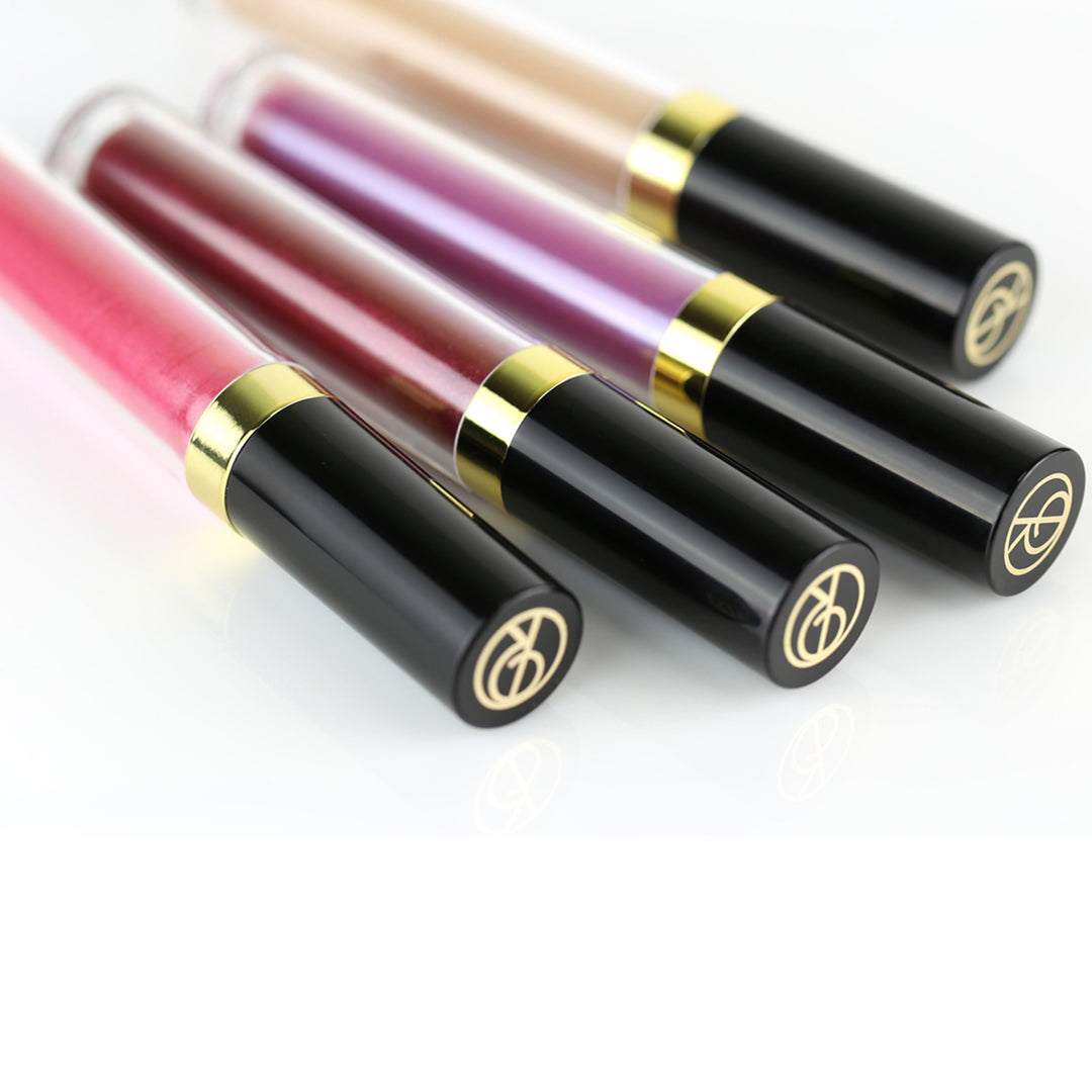 Four Perfect Skin Conditioning Lip Glosses with cosmetic bag